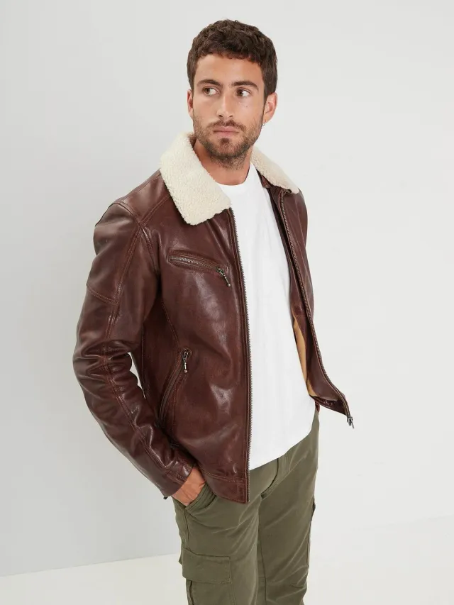 DAYTONA Platon blouson aviateur cuir agneau col mouton