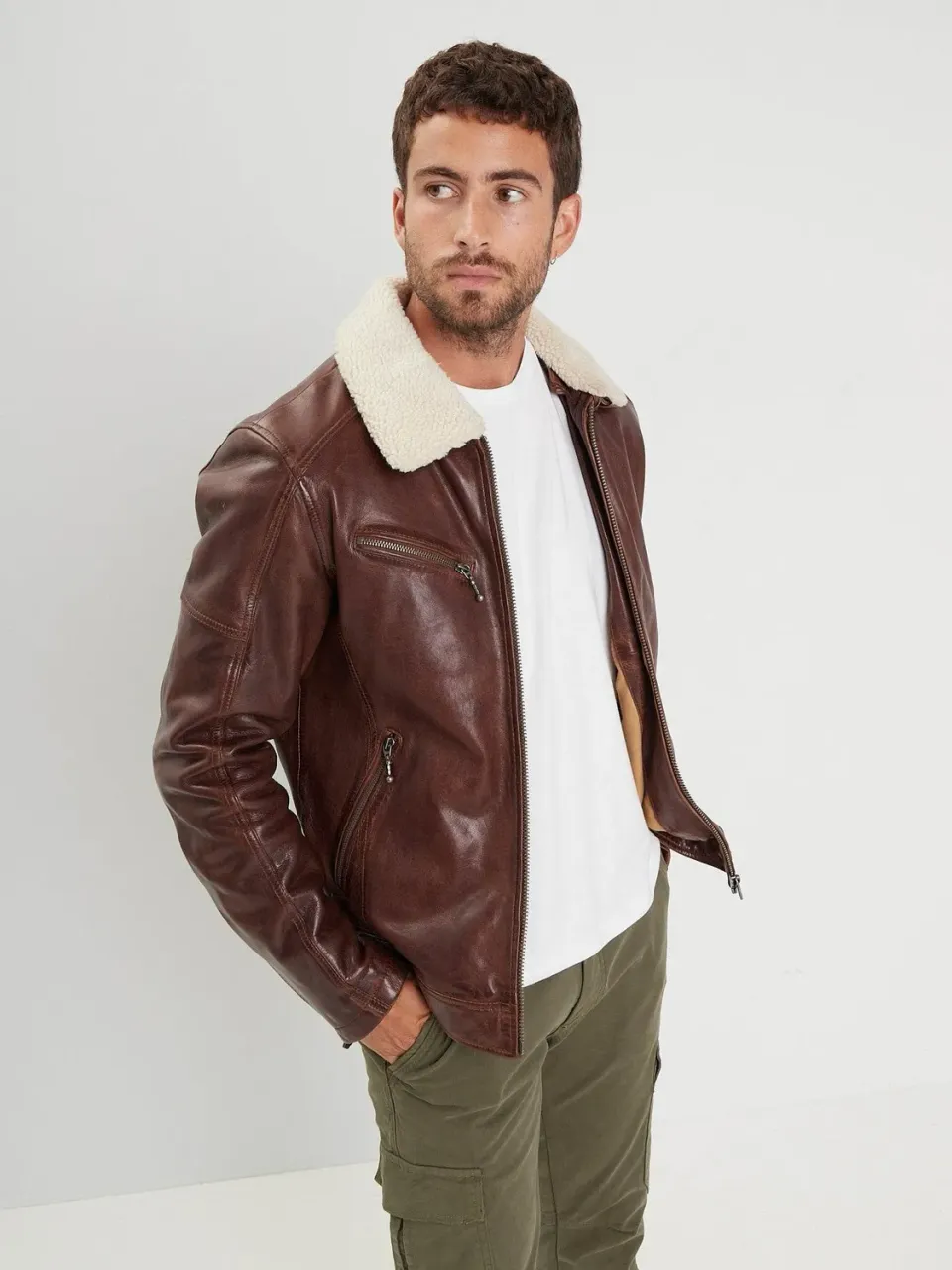 DAYTONA Platon blouson aviateur cuir agneau col mouton