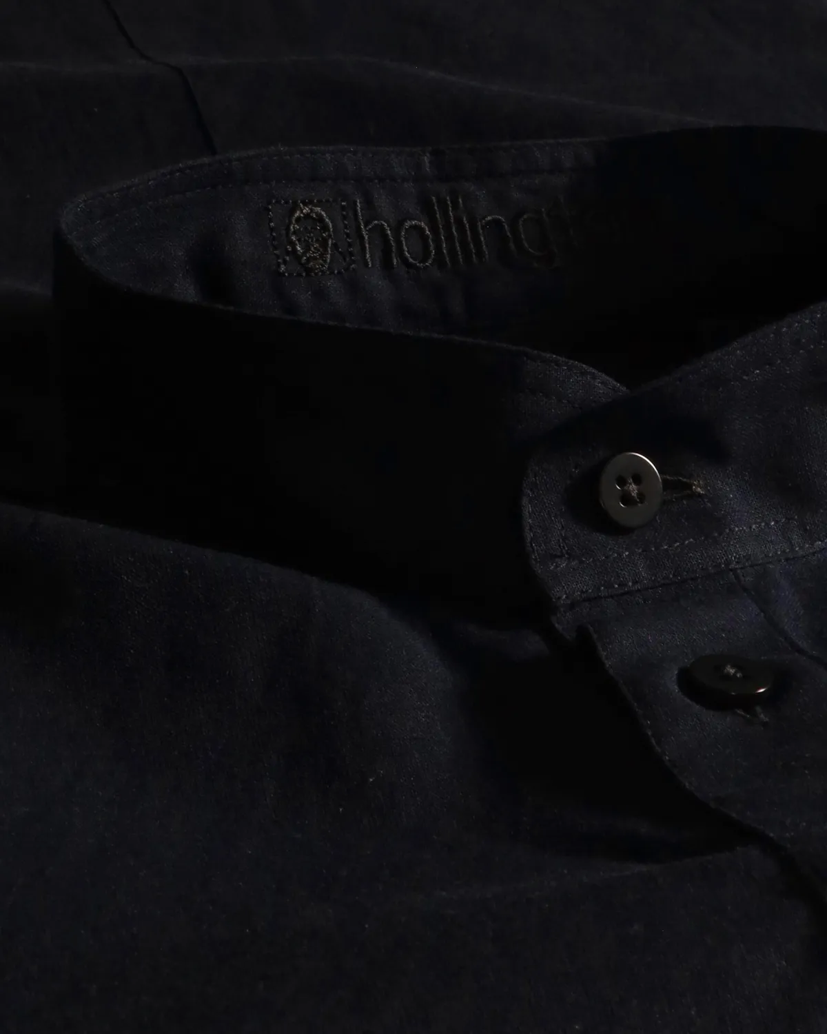 Hollington chemise col mao noire lin coton