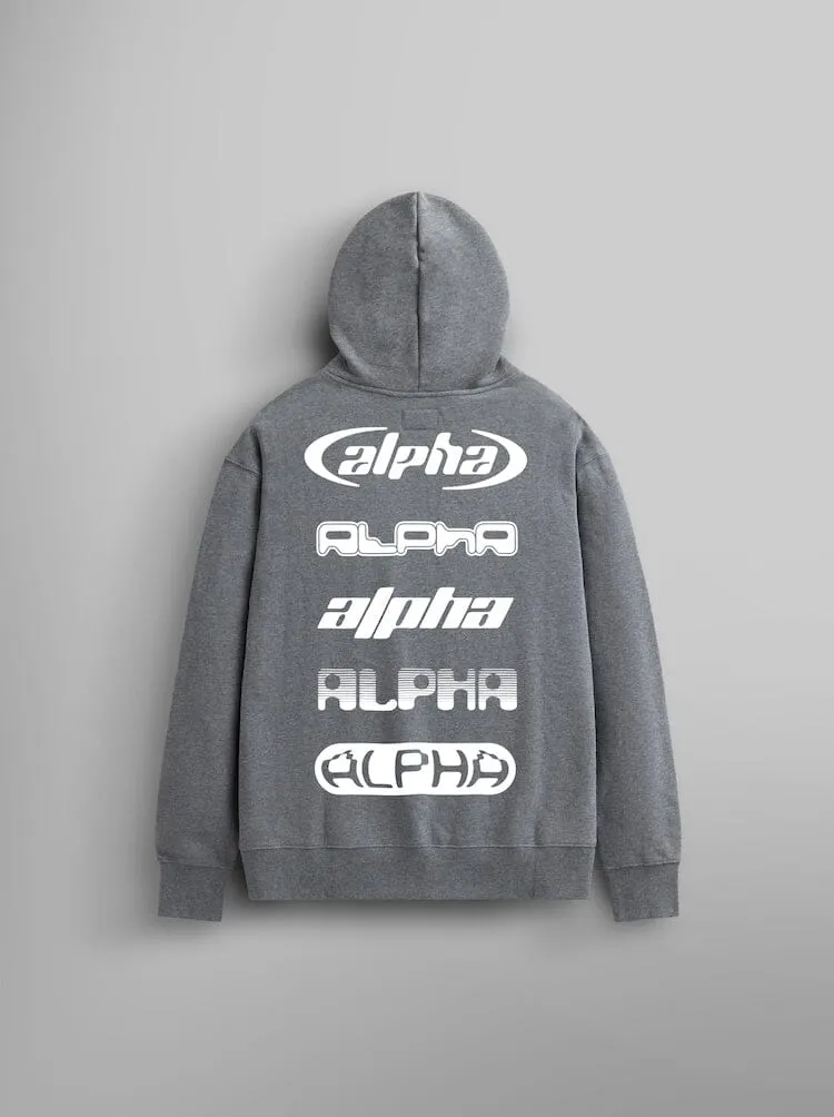 Alpha Industries Alpha Logos Hoodie sweat capuche gris chiné poche