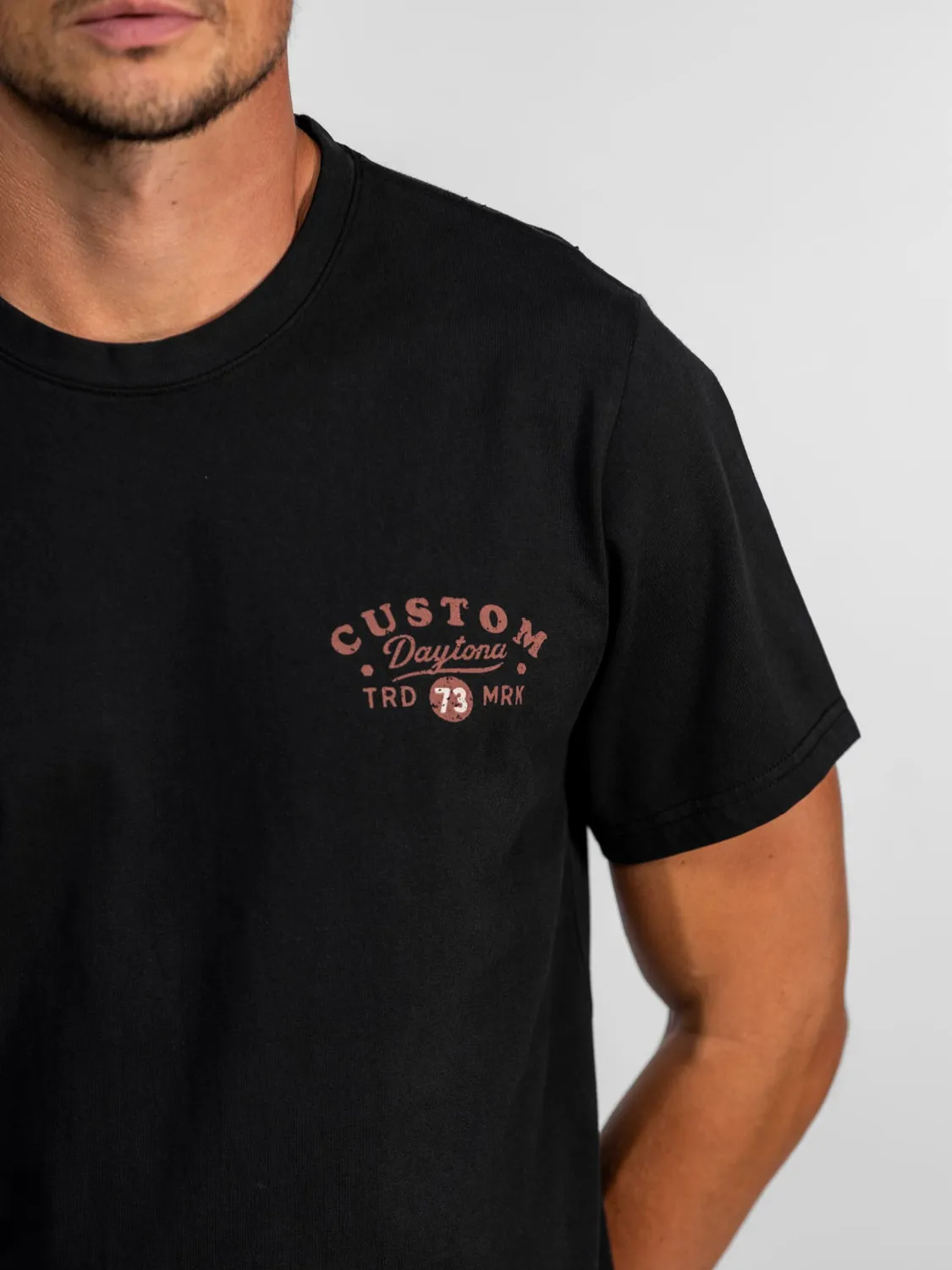 DAYTONA Custom work t-shirt coton noir stone wash
