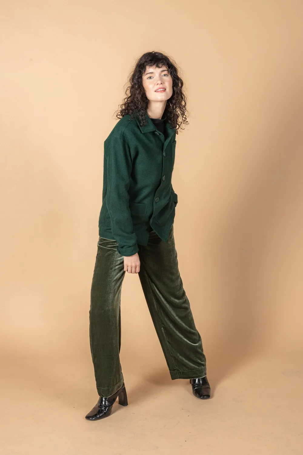 Soubacq Le Bleu Jade veste de travail laine vierge verte