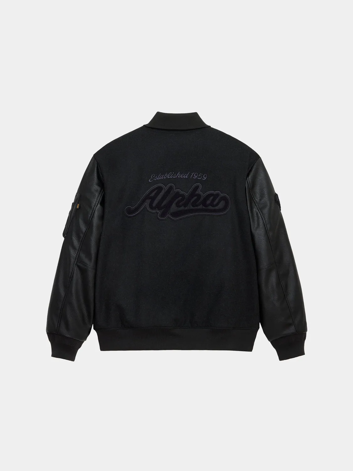 Alpha Industries Letterman blouson noir laine boutons-pression