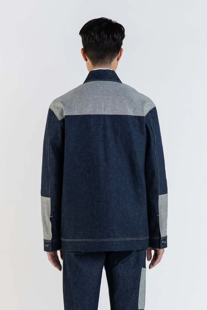 LEBRUN Worker Coton Veste Bleu Marine Droite