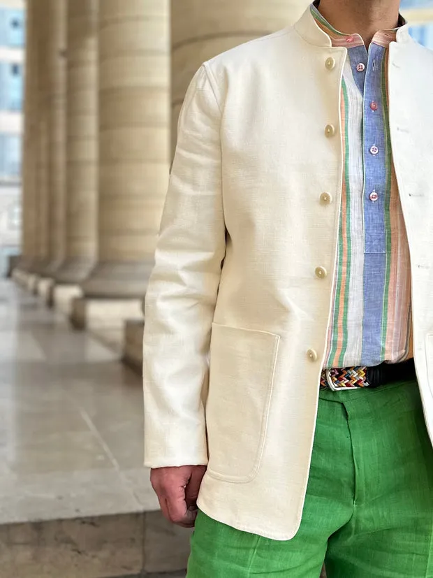 Hollington Tyrol veste fitted ivoire lin et coton