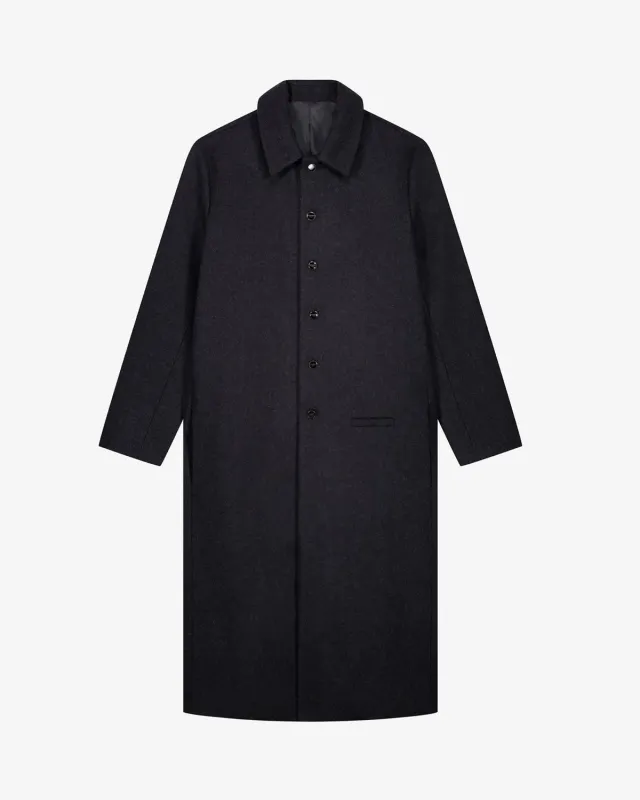 LEBRUN Manteau Laine Gris Anthracite Long Homme