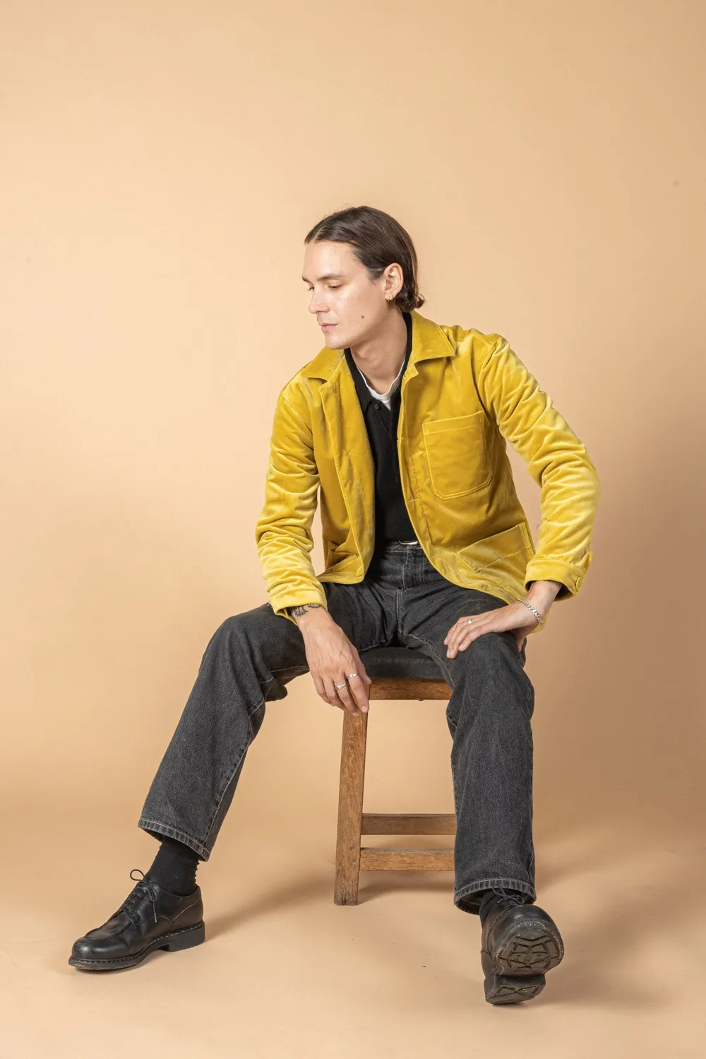 Soubacq Le Bleu Jonquille veste de travail velours jaune