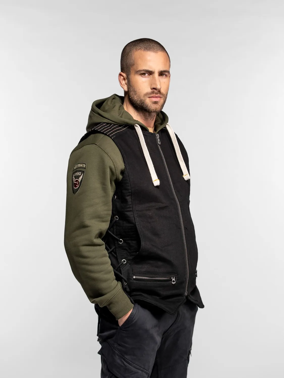 Daytona Free Chapter FM-104453 gilet denim homme noir
