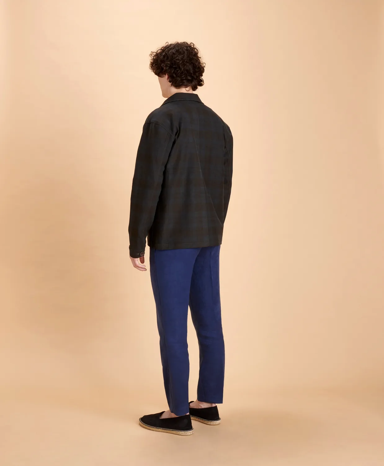 Soubacq Le Bleu Check veste de travail carreaux bleus